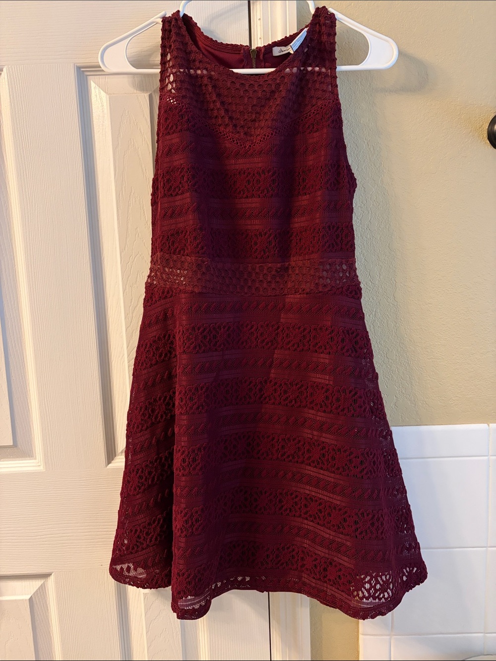 Burgundy Lace Fit & Flare Dress